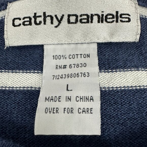 Cathy Daniels Womens Size L Striped Short Sleeve Pullover Top w/Pockets - Picture 3 of 4